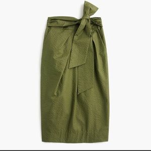 J Crew Tie Waist Cotton Olive Green Skirt
